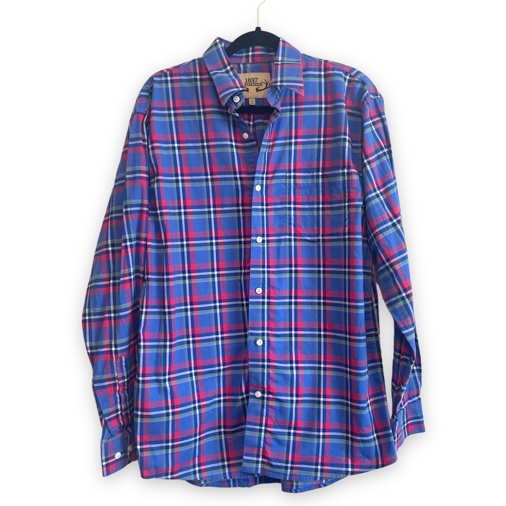 1897 Legend’s men’s long sleeve plaid casual button down shirt size large